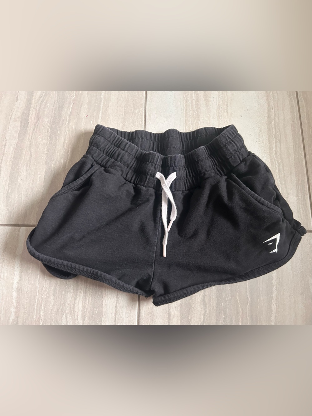 Gymshark Black Women's Athletic Shorts with White Drawstring size M